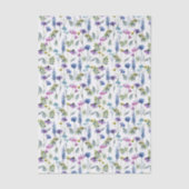 青と紫の野の花の水彩画 薄葉紙 (正面)