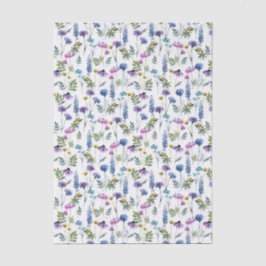 青と紫の野の花の水彩画 薄葉紙