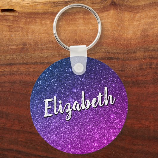 青と紫の銀河系スター名前をカスタムするキーチェーン キーホルダー (裏面)