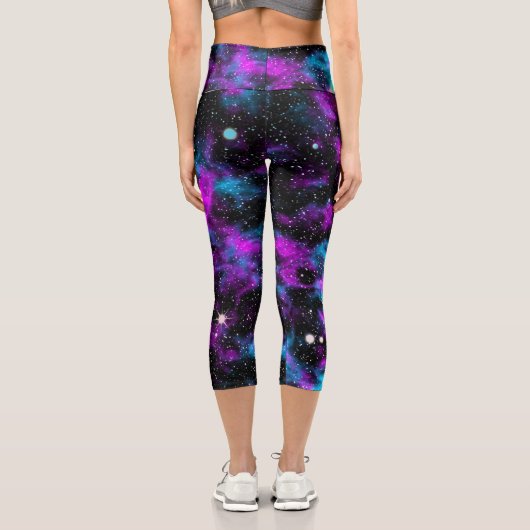 青と紫の銀河系ネオンヨガ カプリレギンス (裏面)