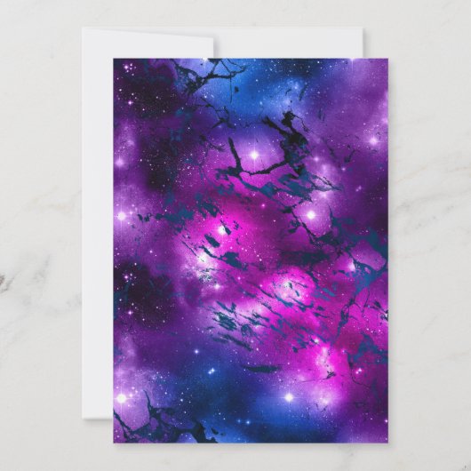 青と紫の銀河系大理石21歳の誕生日 招待状 (裏面)