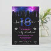 青と紫の銀河系大理石Sweet sixteen 招待状 (スタンド正面)
