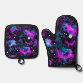 青と紫の銀河系 鍋つかみ&鍋敷きセット