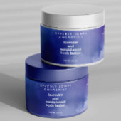 青と紫の防水ラップのまわりに瓶ラベル ペットボトルラベル