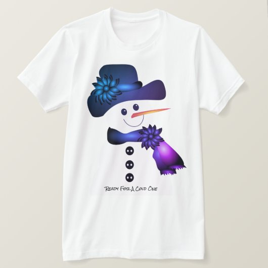 青と紫の雪だるま Tシャツ (デザイン正面)