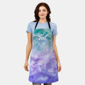 青と紫の雲の渦巻き エプロン (着用した状態)
