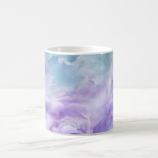 青と紫の雲の渦巻き コーヒーマグカップ (中央)