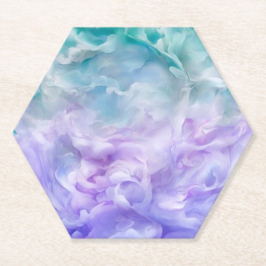 青と紫の雲の渦巻き ペーパーコースター (正面)