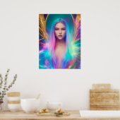 青と紫の髪の人 ポスター (キッチン)