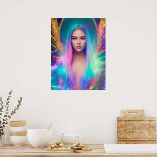 青と紫の髪の人 ポスター (キッチン)