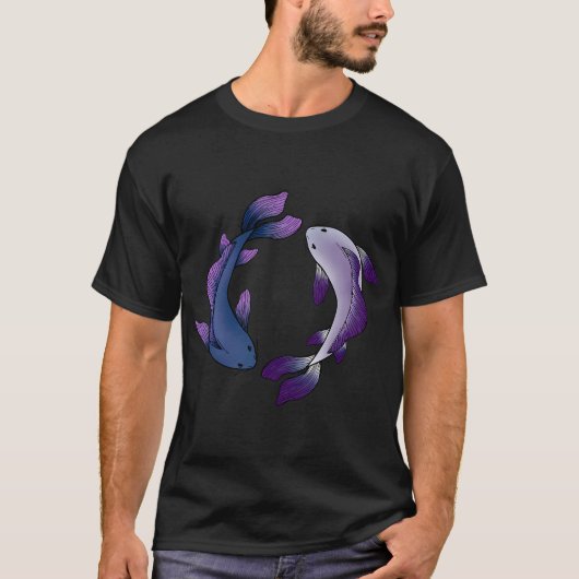 青と紫の鯉 Tシャツ (正面)