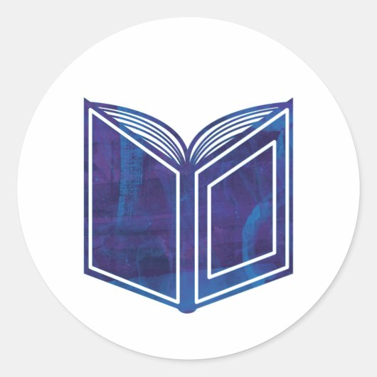 青と紫の(ばちゃばちゃ)跳ねる絵を描の本 ラウンドシール (正面)