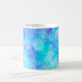 青と紫の《写真》ぼけ味バブル コーヒーマグカップ (中央)