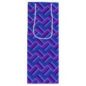 青と紫ストライプの織り ワインギフトバッグ (正面)