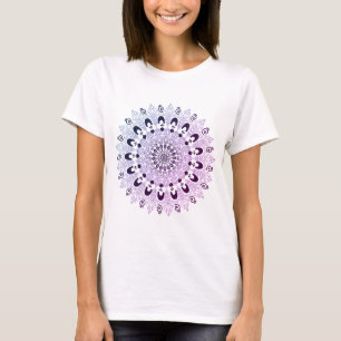 青と紫マンダラフラワーデザイン紫 Tシャツ