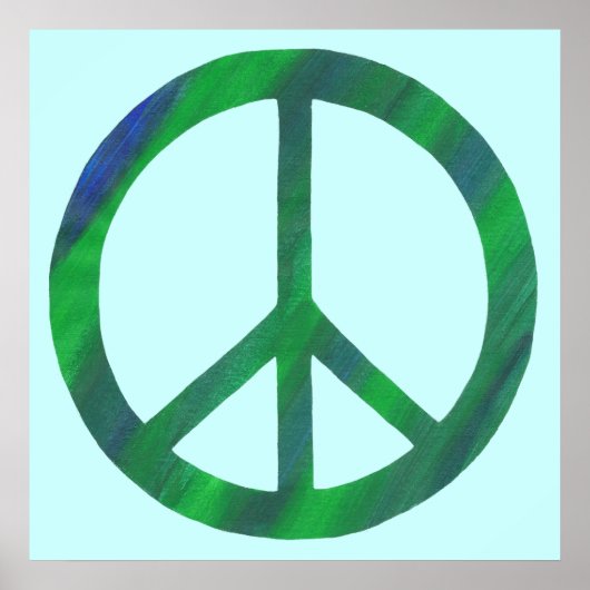 青と緑が混ざり合った平和のシンボルポスター ポスター (正面)
