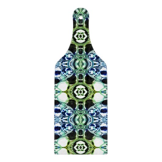 青と緑とメタリックの形状の澄ん混合 カッティングボード (正面)