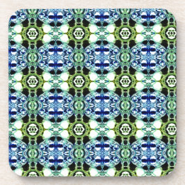 青と緑とメタリックの形状の澄ん混合 コースター
