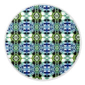 青と緑とメタリックの形状の澄ん混合 セラミックノブ (正面)