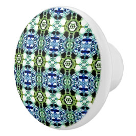 青と緑とメタリックの形状の澄ん混合 セラミックノブ