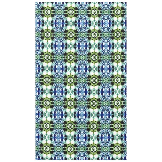 青と緑とメタリックの形状の澄ん混合 テーブルクロス (正面)