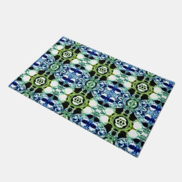 青と緑とメタリックの形状の澄ん混合 ドアマット