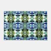 青と緑とメタリックの形状の澄ん混合 ドアマット (正面)