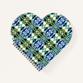 青と緑とメタリックの形状の澄ん混合 ノートブック