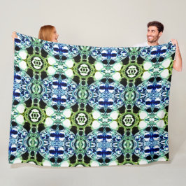 青と緑とメタリックの形状の澄ん混合 フリースブランケット