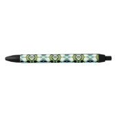 青と緑とメタリックの形状の澄ん混合 黒ボールペン (正面)