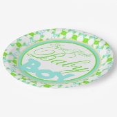 青と緑と白の男の赤ちゃんシャワーデコール ペーパープレート (アングル)