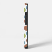 青と緑と茶色のドット iPhoneケース (左側面)