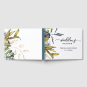 青と緑にミュートされた植物の葉 ゲストブック (全面)