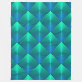 青と緑のきらめくブロック フリースブランケット (正面)