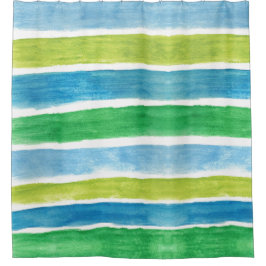 青と緑ののシャワストライプーカーテン シャワーカーテン