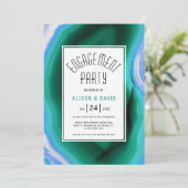 青と緑のアゲートスライス ウェディングエンゲージメントパーティー 招待状 (スタンド正面)