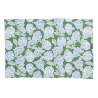青と緑のアジサイの花 枕カバー
