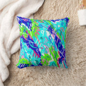 青と緑のアーポップ・アートのト クッション (ブランケット)