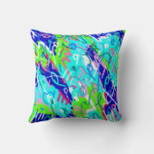 青と緑のアーポップ・アートのト クッション (裏面)