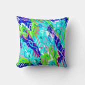 青と緑のアーポップ・アートのト クッション (正面)