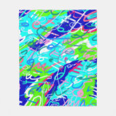 青と緑のアーポップ・アートのト フリースブランケット (正面)
