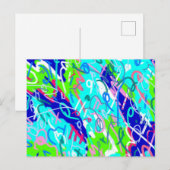 青と緑のアーポップ・アートのト ポストカード (正面/裏面)