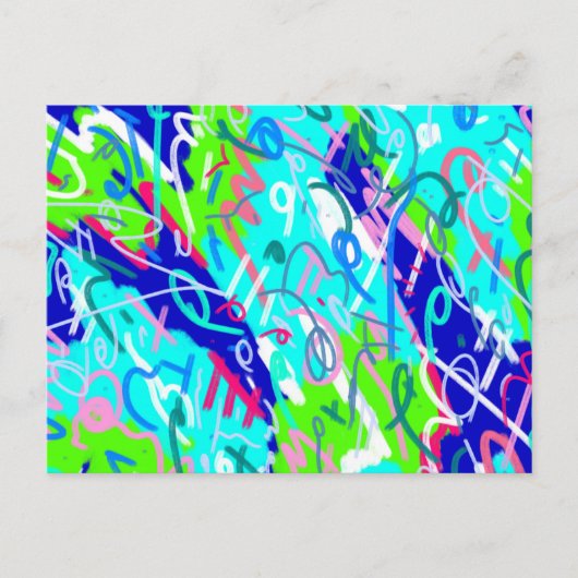 青と緑のアーポップ・アートのト ポストカード (正面)