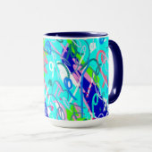 青と緑のアーポップ・アートのト マグカップ (正面右)