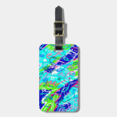 青と緑のアーポップ・アートのト ラゲッジタグ (正面縦)