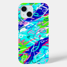 青と緑のアーポップ・アートのト iPhone 15ケース