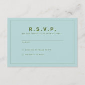 青と緑のウェス・アンダーソン風RSVPカード 招待状 (正面)