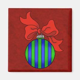 青と緑のオーナメント（赤いバック付き） – マグネット