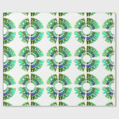 青と緑のオープンハウスギフトラップ ラッピングペーパー (フラット)