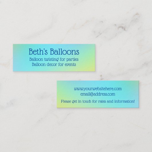 青と緑のカスタマイズグラデーション可能 スキニー名刺 (正面/裏面)